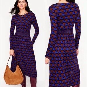 Boden Thea Patterned Long Sleeve Jersey Dress